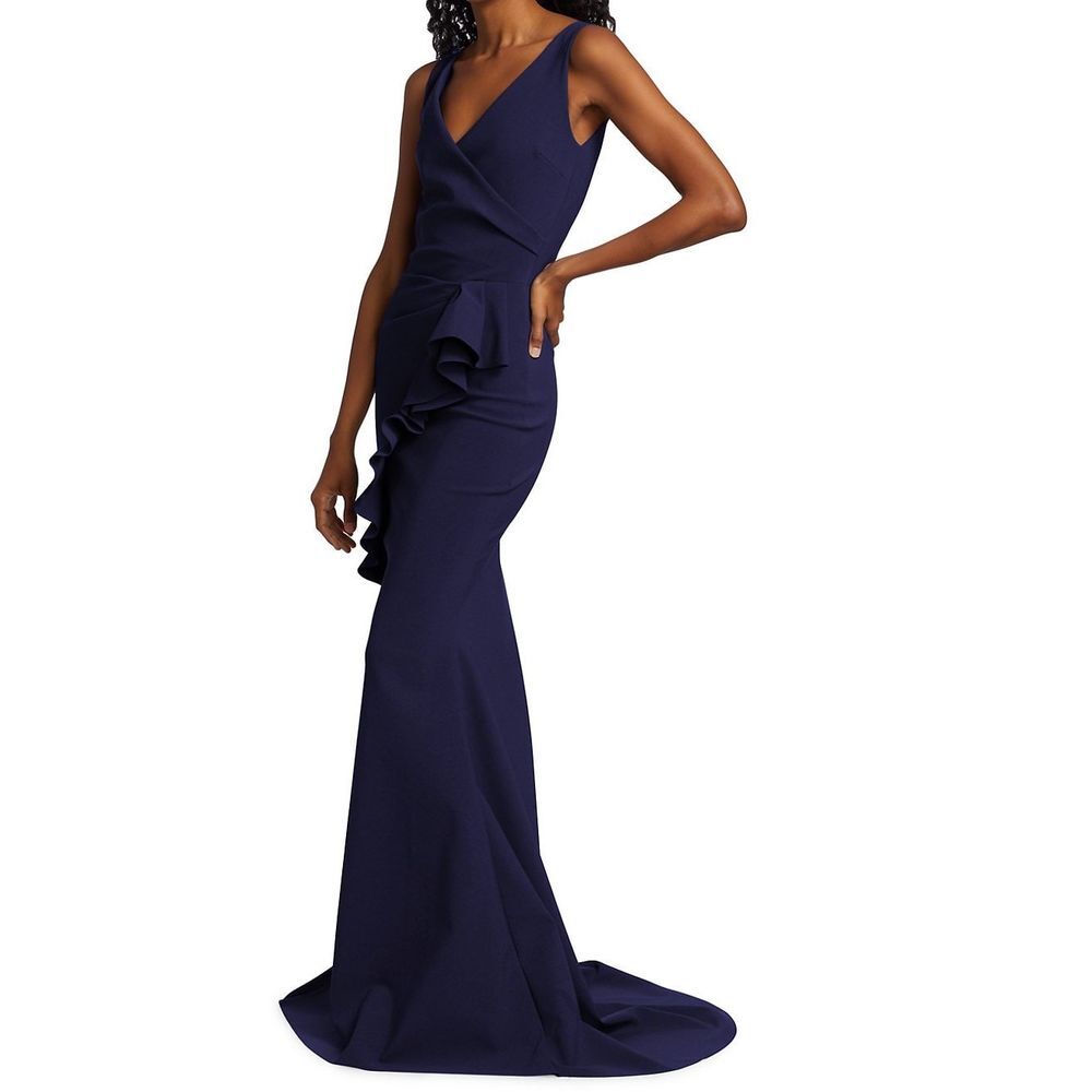 Chiara Boni La Petite Robe Keke Ruffled Jersey Gown US 8 $1095 - Picture 2 of 7